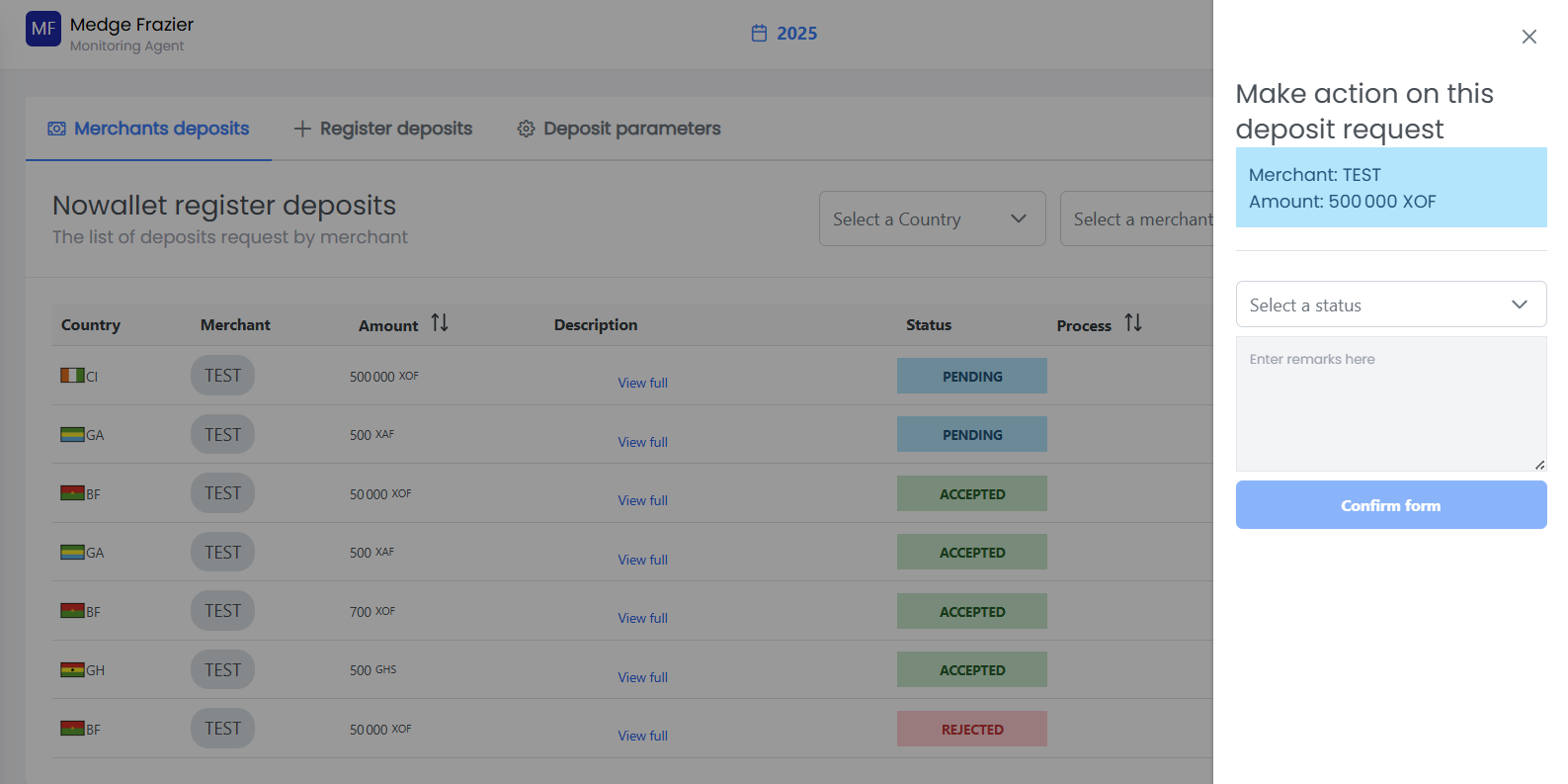 Accept Deposit Request