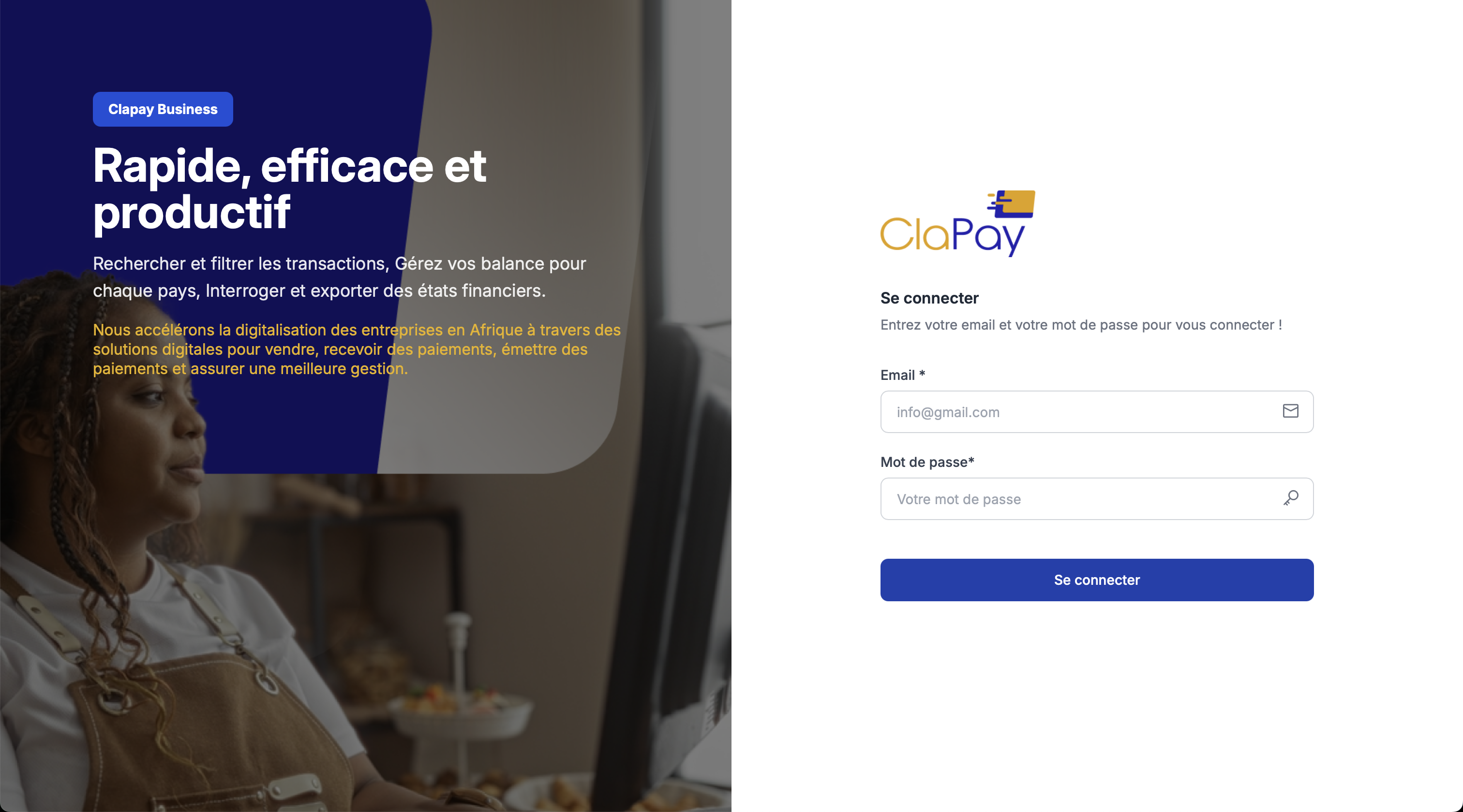 Dashboard login Screenshot