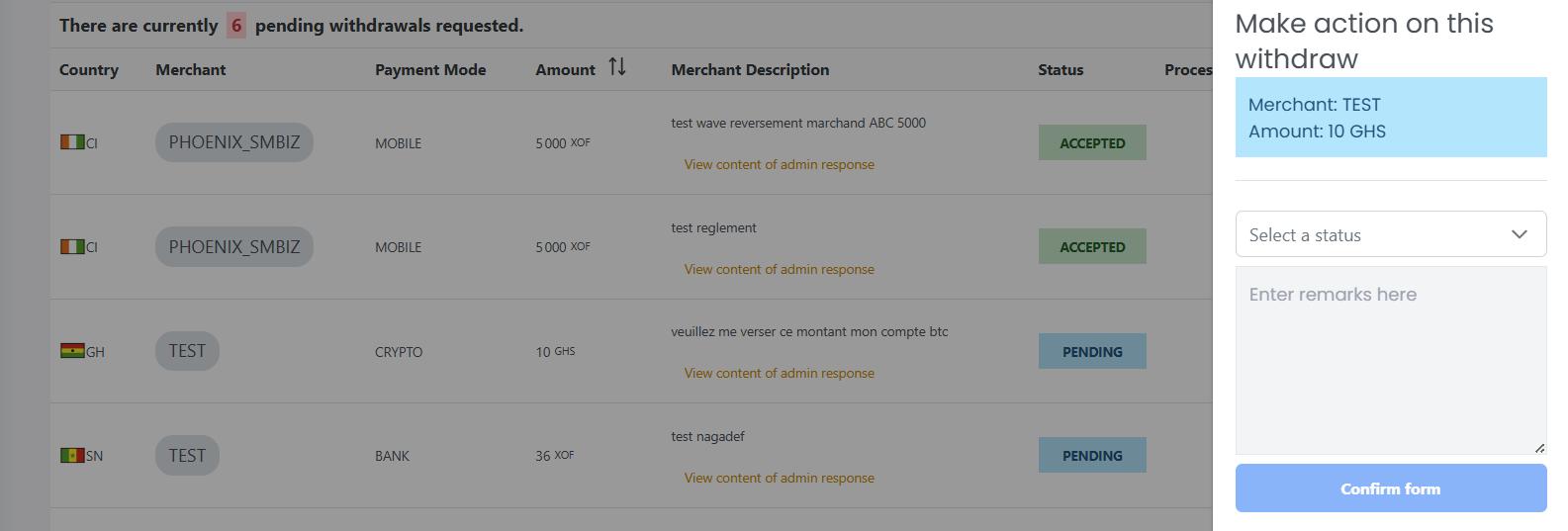Accept Withdrawal Request
