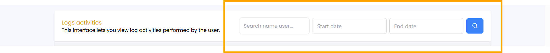Logs activities filter