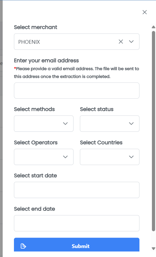 Extraction Request Form